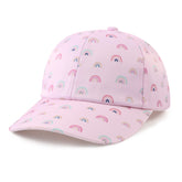 Girls Baseball Cap Kids Cute Sun Hat Adjustable Trucker Hats Toddler Rainbow Floral Ponytail Caps Spring Summer (Rainbow Pink, 4-8 Years)
